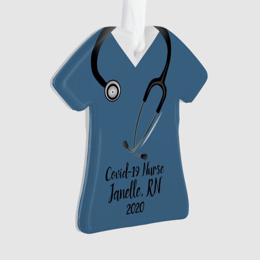 Blue Scrub Top Nurse 2020 Ornament (voorkant)