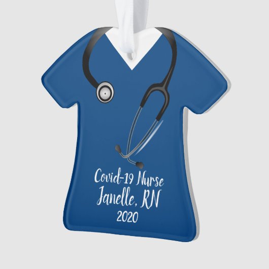 Blue Scrub Top Nurse 2020 Ornament (voorkant)