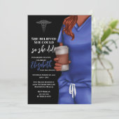 Blue Scrubs Verpleegschool Afstuderen Uitnodiging (Staand voorkant)