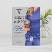 Blue Scrubs Verpleegschool Afstuderen Uitnodiging (Staand voorkant)
