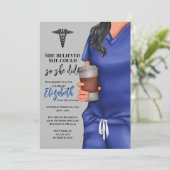 Blue Scrubs Verpleegschool Afstuderen Uitnodiging (Staand voorkant)