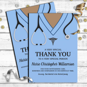 Blue Scrubs verpleegster bedankt kaart