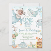 Blue Scuba Diver Onerder het Zee 1e Verjaardag Kaart (Voorkant)