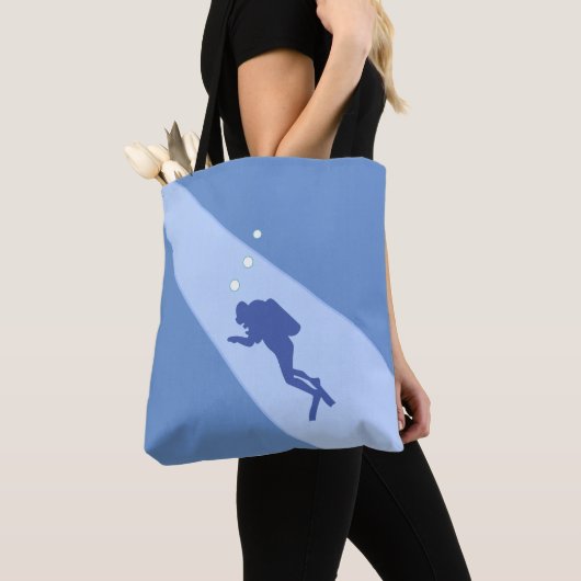 Blue Scuba Diver Tote Bag (Dichtbij)