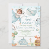 Blue Scuba Diver Twee Het Zee 2e Verjaardag Kaart (Voorkant)