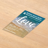 Blue Sea Beach Wedding Acryl Uitnodigingen (Laagn)