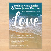 Blue Sea Beach Wedding Acryl Uitnodigingen (Voorkant)