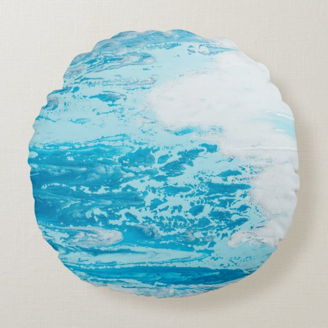 Blue sea rond kussen (Voorkant)