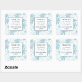 Blue Sea Shells baby shower gunst dank u Vierkante Sticker (Vel)