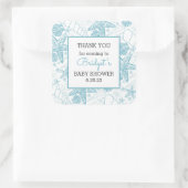 Blue Sea Shells baby shower gunst dank u Vierkante Sticker (Tas)