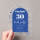 Blue Sea Shells Beach Summer Birthday Party Arch Acryl Uitnodigingen (Insitu (Draagbaar))