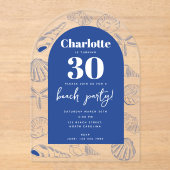 Blue Sea Shells Beach Summer Birthday Party Arch Acryl Uitnodigingen (Voorkant)