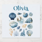Blue Sea Shells Liquor Label | Custom Name Likeurfles Etiket (Enkel label)