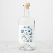 Blue Sea Shells Liquor Label | Custom Name Likeurfles Etiket (Voorkant)