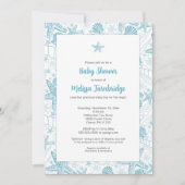 Blue Sea Shells Starfish boy baby shower uit te no Kaart (Voorkant)