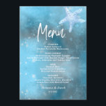 Blue Sea Summer Wedding Flat Menu Card<br><div class="desc">Blue Sea Summer Wedding Flat Menu Card is created by szdesign store. If your plan is to have summer wedding on the beach or near the sea, or you simply adore color, scent and the vastness of the sea this design is very close to achieve that goal. The template is...</div>