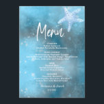Blue Sea Summer Wedding Flat Menu Card<br><div class="desc">Blue Sea Summer Wedding Flat Menu Card is created by szdesign store. If your plan is to have summer wedding on the beach or near the sea, or you simply adore color, scent and the vastness of the sea this design is very close to achieve that goal. The template is...</div>