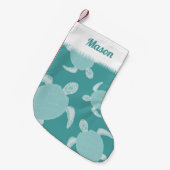 Blue Sea Turtle Kleine Kerstsok (Voorkant (Hangend))