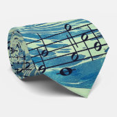 Blue Sea Wave And Music Notes Stropdas (Opgerold)