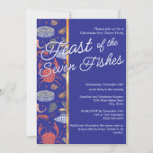 Blue Seafood Feest van de 7 Vissen Kerstfeest Kaart (Voorkant)