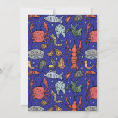 Blue Seafood Feest van de 7 Vissen Kerstfeest Kaart (Achterkant)