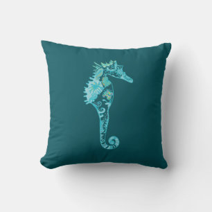 Blue Seahorse Blue Cushion Kussen