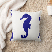 Blue Seahorse Coastal Pattern Kussen (Deken)