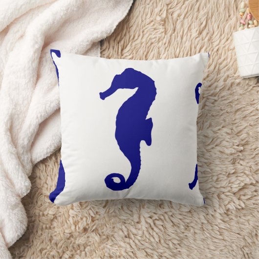 Blue Seahorse Coastal Pattern Kussen (Deken)