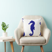 Blue Seahorse Coastal Pattern Kussen (Stoel)