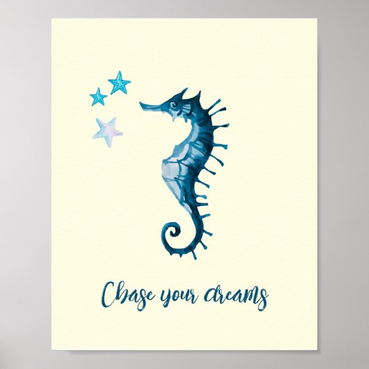 Blue Seahorse Inspirerend Quote over dromen Poster (Voorkant)