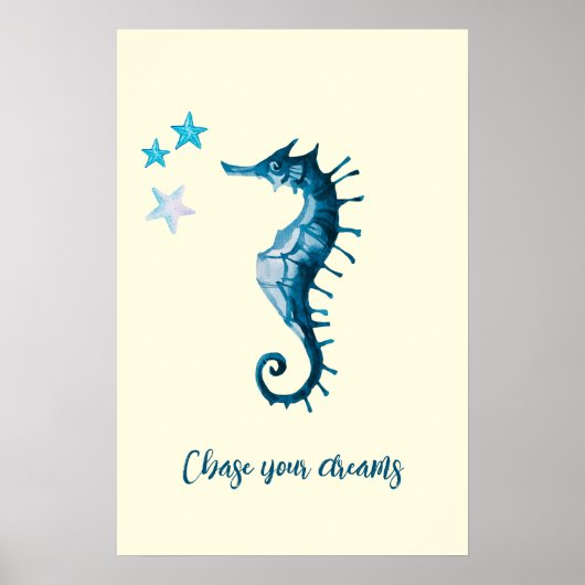 Blue Seahorse Inspirerend Quote over dromen Poster (Voorkant)