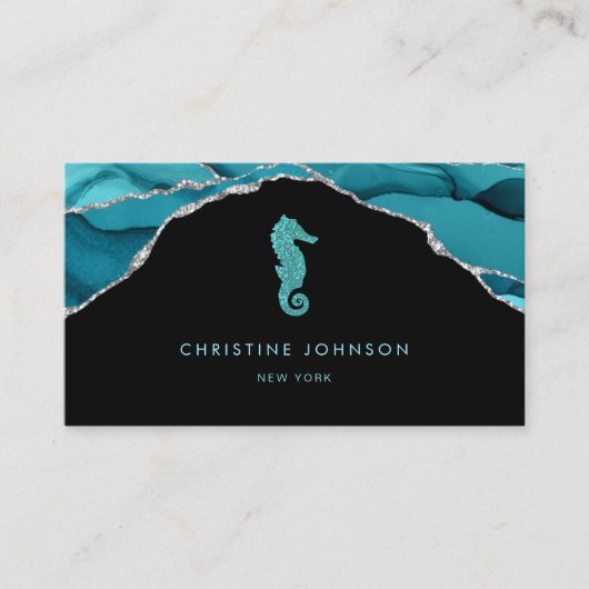 Blue Seahorse logo Design Visitekaartje (Voorkant)