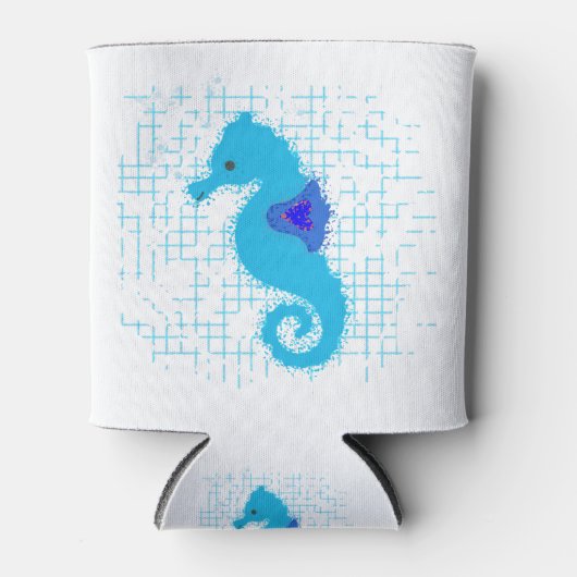 Blue Seahorse on Distress Background Blikjeskoeler (Voorkant)