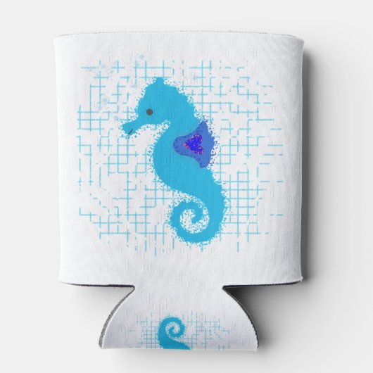 Blue Seahorse on Distress Background Blikjeskoeler (Achterkant)