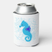 Blue Seahorse on Distress Background Blikjeskoeler (Blikje Achterkant)