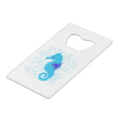 Blue Seahorse on Distress Background Creditkaart Flessenopener (Achterkant Gekanteld)