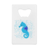 Blue Seahorse on Distress Background Creditkaart Flessenopener (Achterkant)