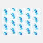 Blue Seahorse on Distress Background Inpakpapier Vel (Voorkant 3)