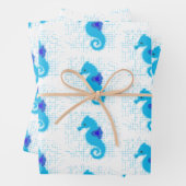 Blue Seahorse on Distress Background Inpakpapier Vel (In situ)