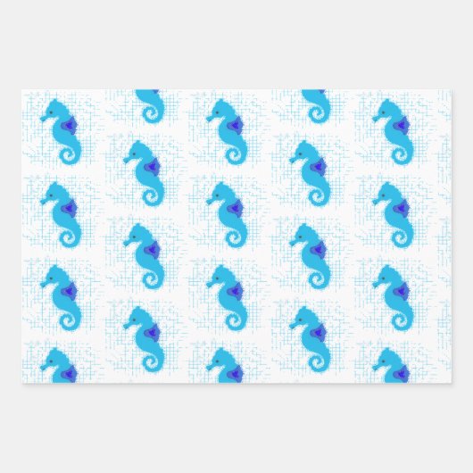Blue Seahorse on Distress Background Inpakpapier Vel (Voorkant)
