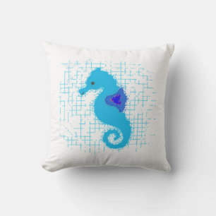 Blue Seahorse on Distress Background Kussen