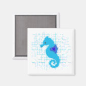 Blue Seahorse on Distress Background Magneet (Voorkant / Achterkant)