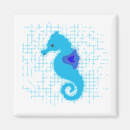 Blue Seahorse on Distress Background Magneet (Voorkant)