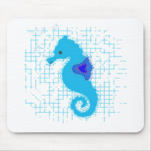 Blue Seahorse on Distress Background Muismat