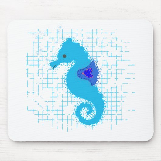 Blue Seahorse on Distress Background Muismat (Voorkant)