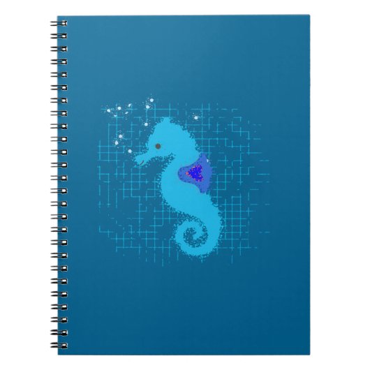 Blue Seahorse on Distress Background Notitieboek (Voorkant)