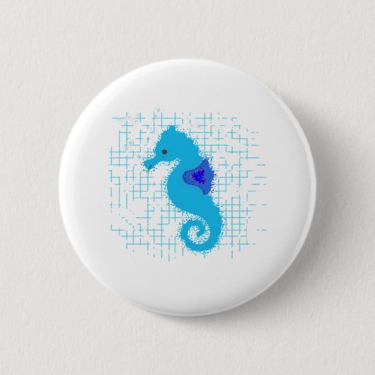 Blue Seahorse on Distress Background Ronde Button 5,7 Cm (Voorkant)