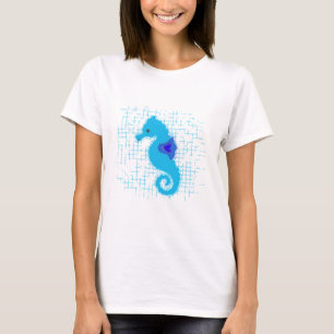 Blue Seahorse on Distress Background T-shirt