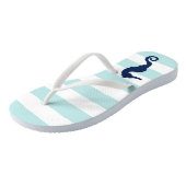 Blue Seahorse on Mint Stripes Teenslippers (Schuin)