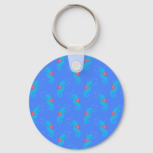 Blue Seahorse Pattern Sleutelhanger (Voorkant)